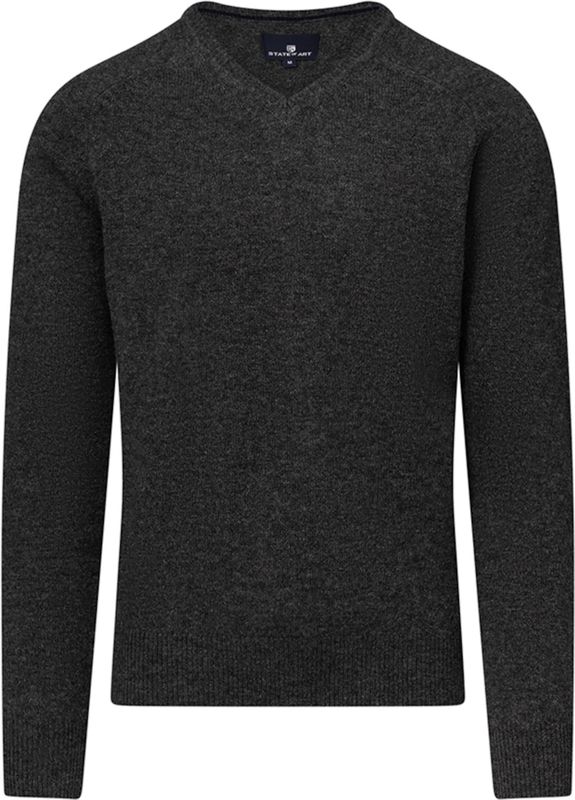 State of Art Heren trui blauw (Maat: S) - Mélange - Halslijn: V-hals,