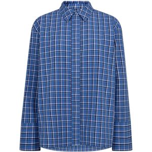 Co'Couture Dames blouse blauw (Maat: XS) - Ruit - Halslijn: Polokraag,