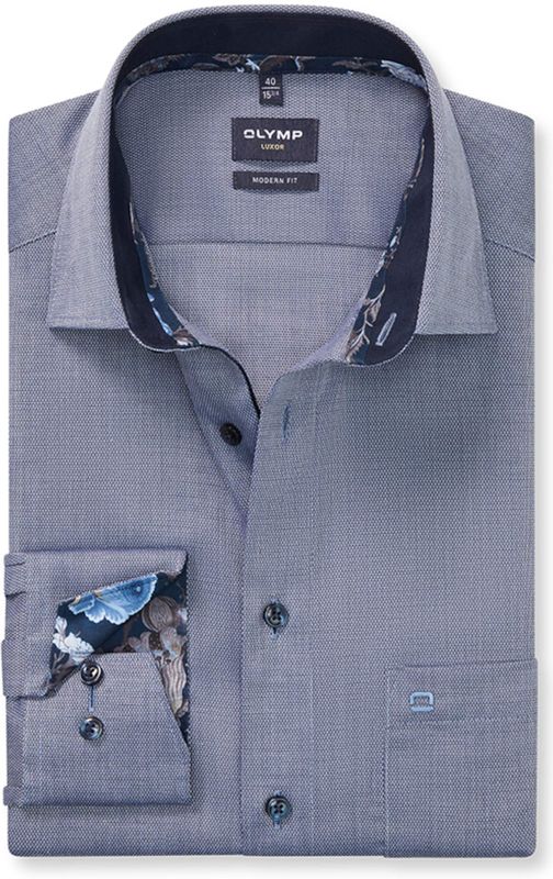 OLYMP - Luxor - Overhemd - Marineblauw - Modern Fit