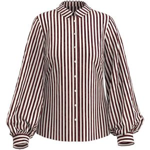 Desoto Blouse bordeaux (Maat: 38) - Streep - Halslijn: Polokraag,