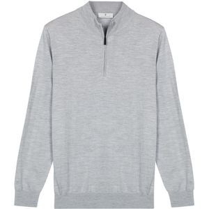 Thomas Maine - Half-Zip Sweater - Lichtgrijs - Effen