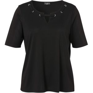 Via Appia Due T-shirt zwart (Maat: 52) - Effen - Halslijn: V-hals,