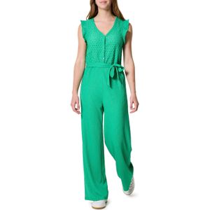 Only ONLELISA S/L V-NECK JUMPSUIT JRS jumpsuit groen (Maat: M) - Effen - Halslijn: V-hals,