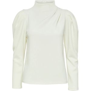 Selected Femme Longsleeve ecru (Maat: L) - Effen - Halslijn: Opstaande kraag,