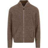 Fynch-Hatton - Zip Cardigan - Bruin - Mélange - Opstaande Kraag
