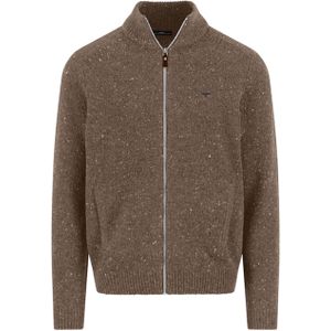 Fynch-Hatton - Zip Cardigan - Bruin - Mélange - Opstaande Kraag