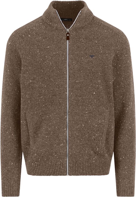 Fynch-Hatton - Zip Cardigan - Bruin - Mélange - Opstaande Kraag