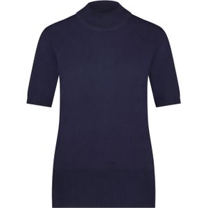 In Shape Dames trui blauw (Maat: M) - Effen - Halslijn: Opstaande kraag,