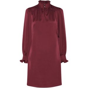 Bruuns Bazaar - AcaciaBBTarese - Jurk - Bordeaux - Effen - Halslijn: Opstaande Kraag