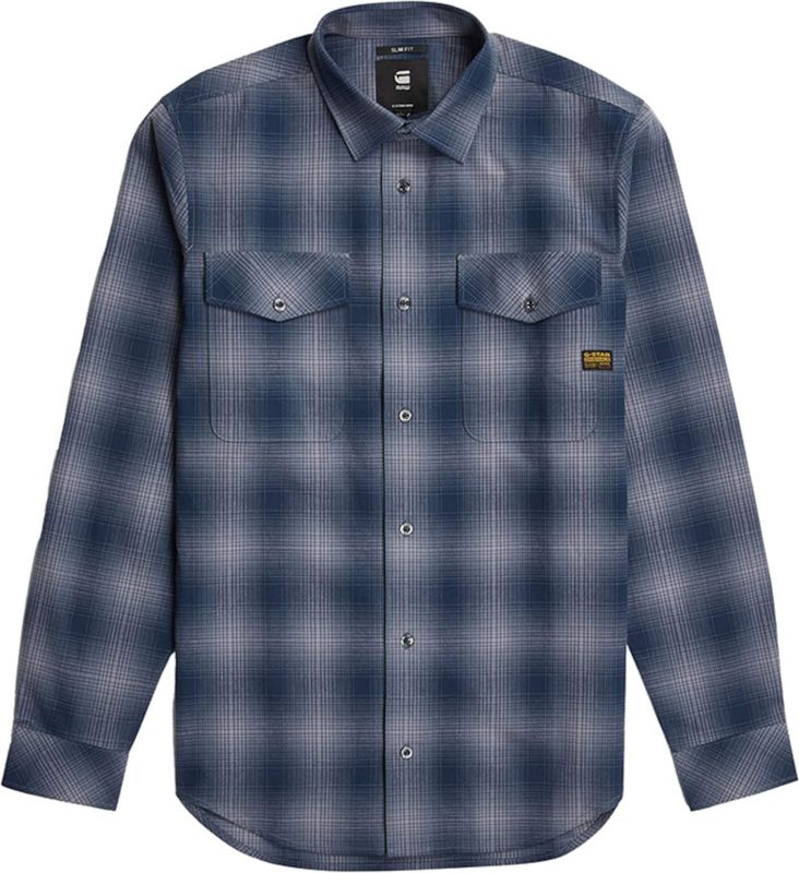 G-STAR Marine Slim Shirt met lange mouwen, meerkleurig (Rank Blue Vanderbilt Check D24963-d412-g092), XS