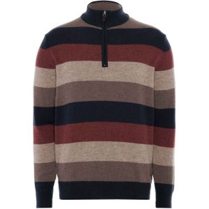 Baileys Heren trui met rits beige (Maat: 3XL) - Streep - Halslijn: Opstaande kraag met rits,