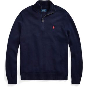Ralph Lauren Trui met rits met rits blauw (Maat: S) - Effen - Halslijn: Opstaande kraag met rits,
