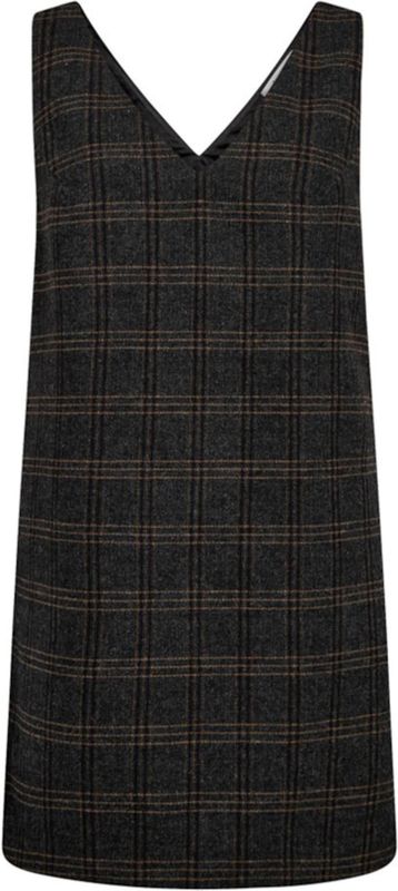 Co'Couture Dames jurk grijs (Maat: XS) - Ruit - Halslijn: V-hals,