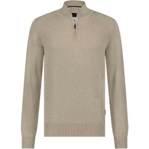 State of Art Trui beige (Maat: 4XL) - Mélange - Halslijn: Opstaande kraag met rits,