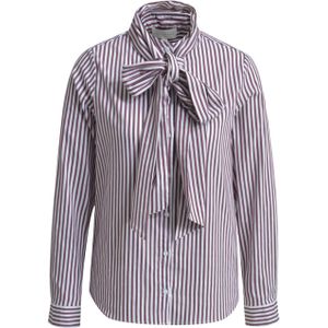 Milano Italy Blouse bordeaux (Maat: 36) - Streep - Halslijn: Opstaande kraag,