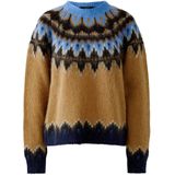 Oui - Noorse Trui - Ronde Hals - Dames - Slim Fit - Materiaalmix met Alpaca
