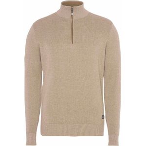 Baileys Trui met rits beige (Maat: L) - Mélange - Halslijn: Opstaande kraag met rits,