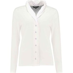Bloomings Dames blouse wit (Maat: L) - Effen - Halslijn: Opstaande kraag,