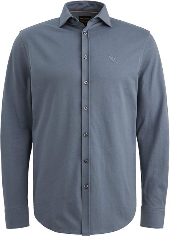 PME Legend Heren overhemd lange mouw blauw (Maat: S) - Effen