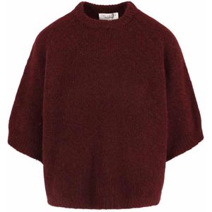 LolaLiza - Dames Trui - Bordeaux - Effen - Ronde Halslijn