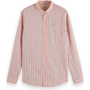 Scotch & Soda Overhemd lange mouw oranje (Maat: S) - Streep