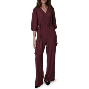 Enjoy - Jumpsuit - Bordeaux - 3/4 Mouw - Effen - V-hals