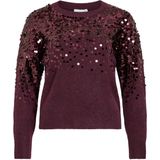 Vila - Visiquin O-neck - Gebreide Trui - Bordeauxrood - Dames