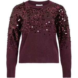 Vila - Visiquin O-neck - Gebreide Trui - Bordeauxrood - Dames