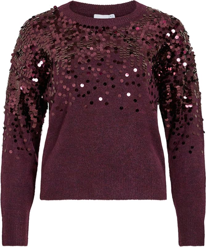 Vila - Visiquin O-neck - Gebreide Trui - Bordeauxrood - Dames