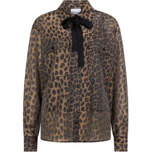 Dante6 Dames blouse bruin (Maat: 38) - Halslijn: Polokraag,