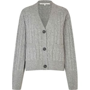 Second Female - Alphine Knit Cardigan - Grijs - Wol - Dames