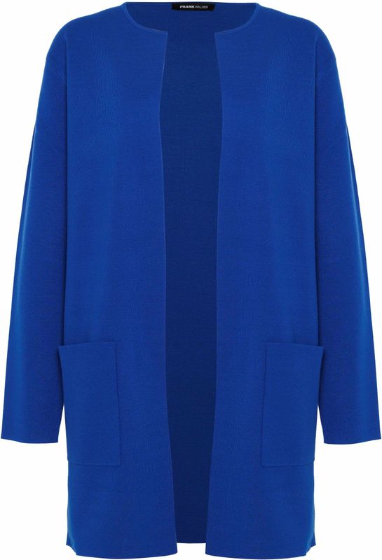 Frank Walder - W52Strick - Vest - Blauw - Effen - Halslijn Ronde Hals