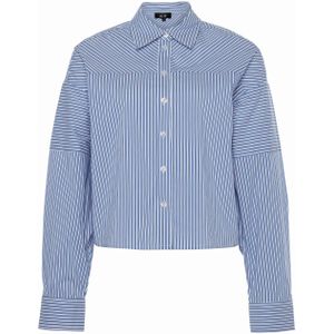 Alix The Label Blouse blauw (Maat: M) - Streep - Halslijn: Polokraag,