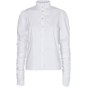 Co'Couture Blouse wit (Maat: S) - Effen - Halslijn: Opstaande kraag,