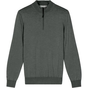 Thomas Maine Heren trui met rits groen (Maat: L) - Effen - Halslijn: Opstaande kraag met rits,
