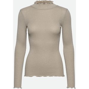 Rosemunde Dames trui beige (Maat: S) - Halslijn: Opstaande kraag,
