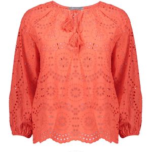 Geisha Blouse oranje (Maat: L) - Broderie - Halslijn: V-hals,