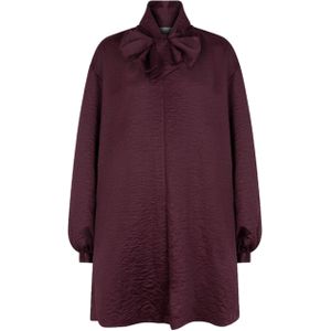 Dante6 Jurk bordeaux (Maat: 34) - Effen - Halslijn: Opstaande kraag,