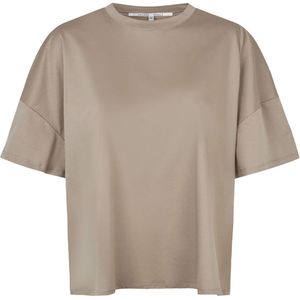Second Female T-shirt beige (Maat: S) - Effen - Halslijn: Ronde hals,