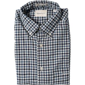 Gant Heren overhemd lange mouw blauw (Maat: XL) - Ruit