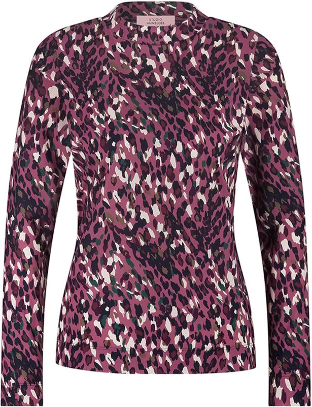 Studio Anneloes Dames longsleeve paars (Maat: XS) - Halslijn: Opstaande kraag,