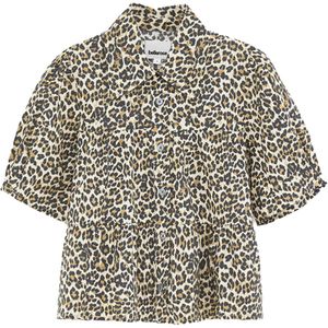 Bellerose Meisjes blouse korte mouw bruin (Maat: 152) - Halslijn: Kraag,