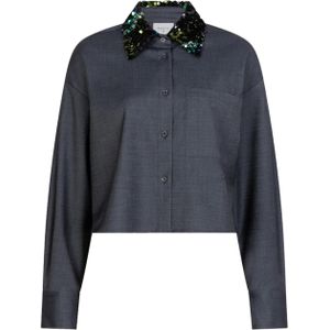 Dante6 Dames blouse grijs (Maat: 36) - Effen - Halslijn: Polokraag,