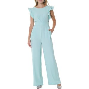 Rinascimento Diana B-04/24 Tuta Palazzo jumpsuit groen (Maat: S) - Effen - Halslijn: Ronde hals,