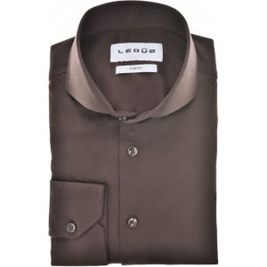 Ledȗb Jersey shirt donkerbruin, Effen