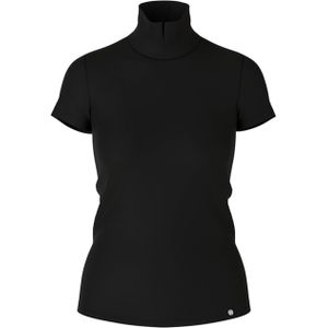 Marc Cain Additions T-shirt zwart (Maat: 42) - Effen - Halslijn: Opstaande kraag,