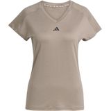 adidas - AEROREADY TRAIN ESSENTIALS - T-shirt - Chalky Brown - V-hals - Slim Fit