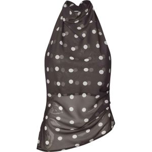 Envii Dames top bruin (Maat: 42) - Stip - Halslijn: Opstaande kraag,