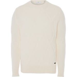 Born with appetite Heren trui ecru (Maat: M) - Kabelpatroon - Halslijn: Ronde hals,