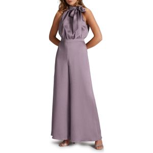 Swing - Jumpsuit - Paars - Halslijn: Opstaande Kraag